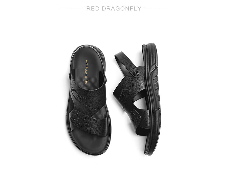 RED DRAGONFLY Men's Leather Sandals, Summer Cowhide Beach Shoes, Casual Two-Way Sandals for Men WTT25034, Brown, Size 38 3