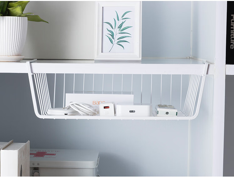 Ourunzhe Under-Cabinet Storage Rack, No Drilling Required, Cabinet Organizer, Hanging Divider, Kitchen Spice Rack, Hanging Basket, Under-Cabinet Shelf 5