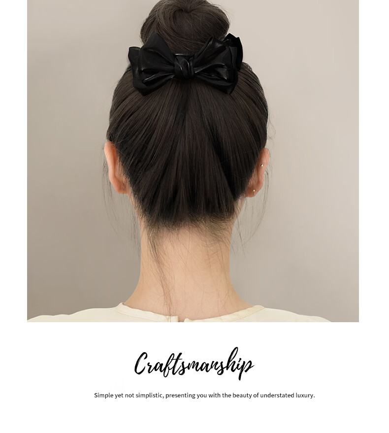 Jiaoxuefei Double-Sided Bow Bun Hair Claw Clip Luxury Hair Tie Hair Accessory Shark Clip High Ponytail Hairpin Back of Head Clip 6