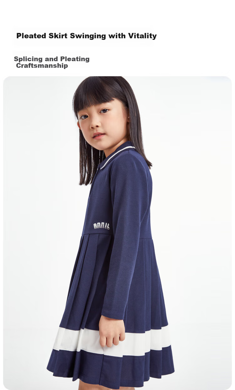 Annil Girls' Long-Sleeve Dress, New Autumn 2024 Style, Crystal Pink, Size 130 4