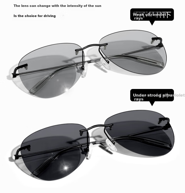 Bertha Polarized Sunglasses for Men, Imported Titanium Material, Specialized for Driving, Photochromic, Frameless, Ultra-Light, for Driving And Fishing 13