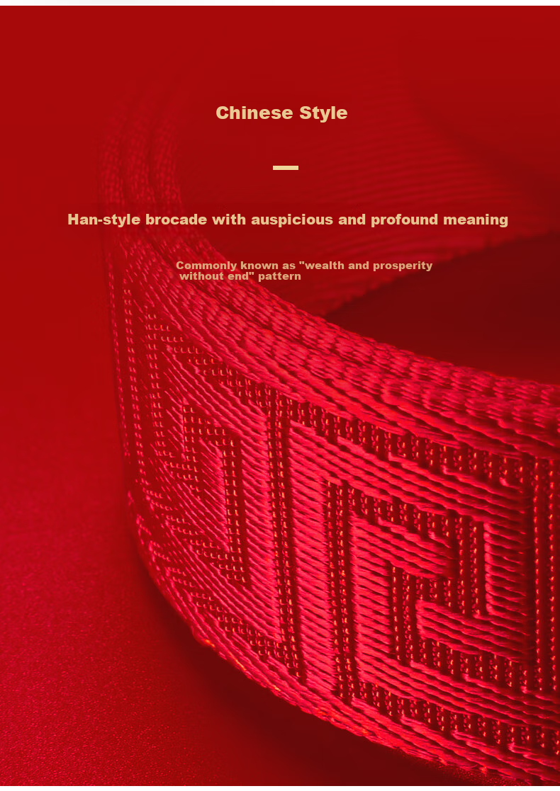 Zhanshuniao (Hanwen) Zodiac Year Red Belt, Horse Year for Men And Women, Red Canvas Belt, Nylon Woven Red Trouser Belt 3