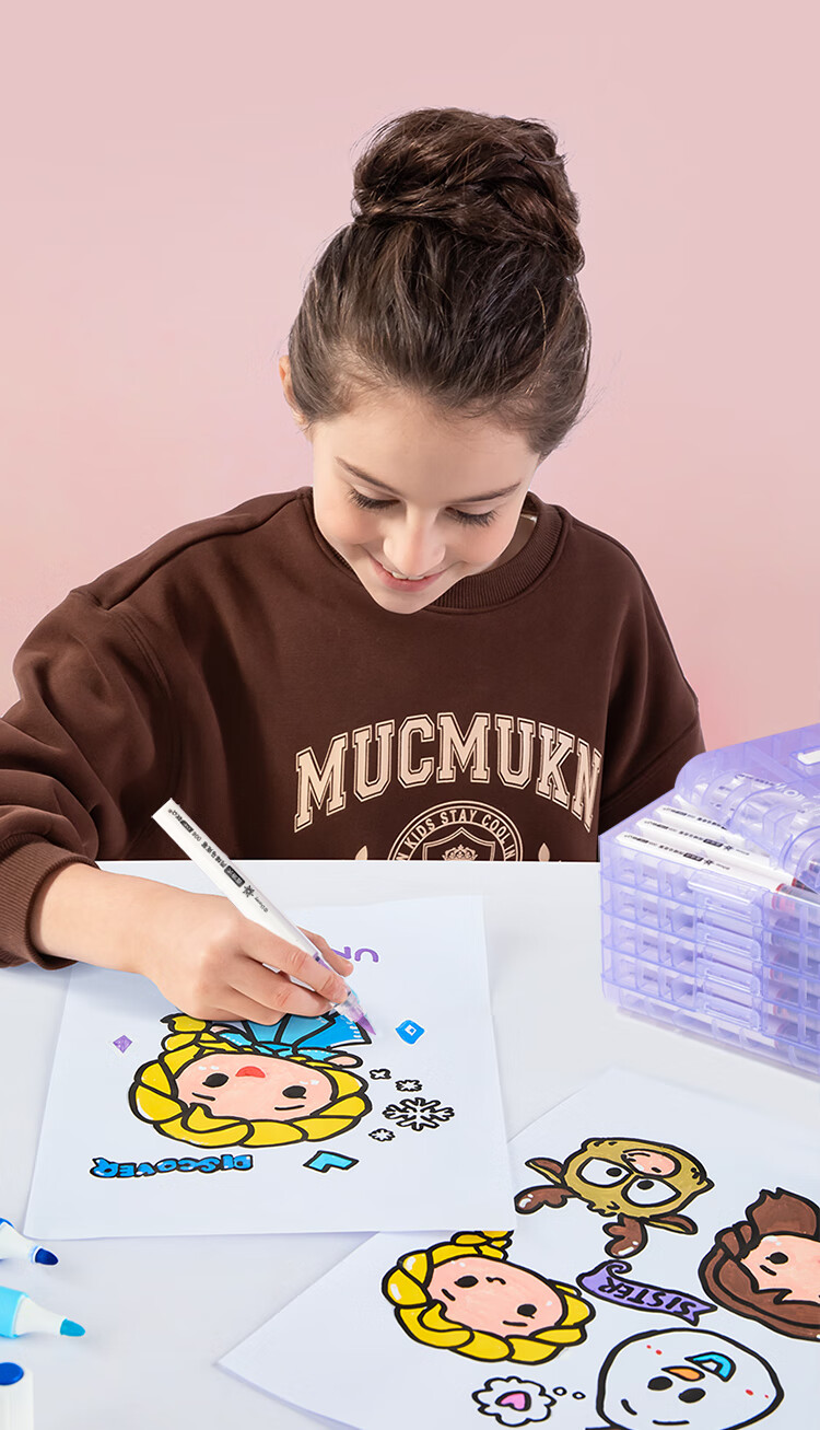Disney 36-Color Direct Liquid Acrylic Markers, Children's Drawing Pens, Quick-Drying Cartoon Waterproof Paint Pens for Elementary School Students, Mickey Mouse Stationery 9
