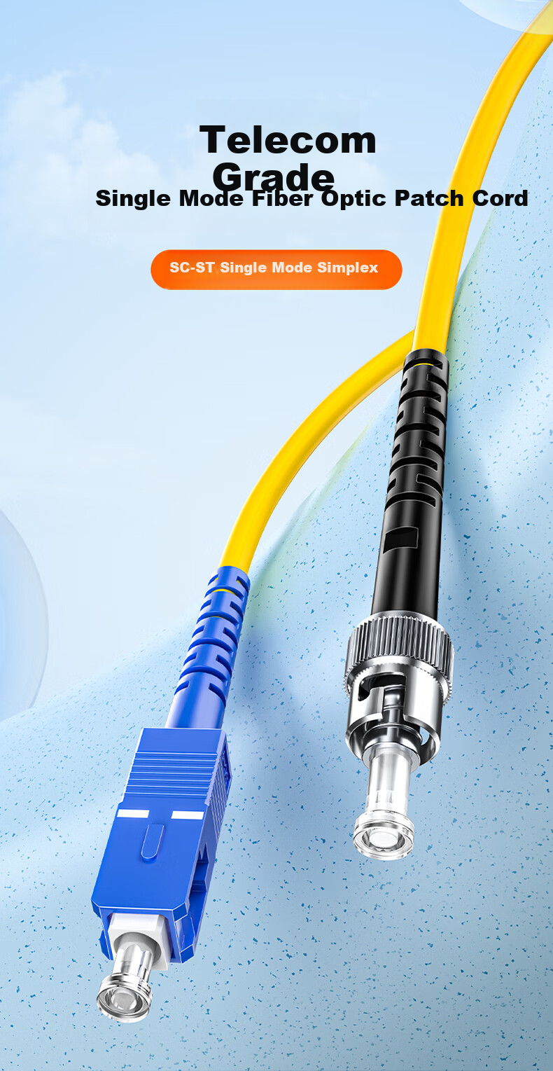 SAMZHE Fiber Optic Patch Cable, Telecom-Grade SC-ST Single-Mode Single-Core, Low Smoke Zero Halogen Environmentally Friendly Fiber Optic Cable, Transceiver Pigtail, 3 Meters G0-SCST03 1