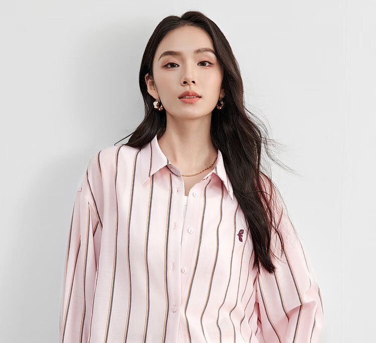 Sentubila Spring And Autumn Commuter Blouse for Women, Light Luxury High-End Slimming Shirt, Loose Long-Sleeve Thin Top, Blue Striped, L 3