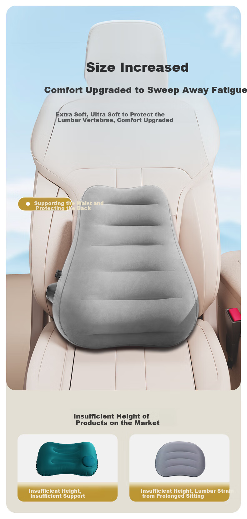 Etravel Inflatable U-Shaped Travel Neck Pillow Portable Mini Handheld Neck Support Pillow Gray 5