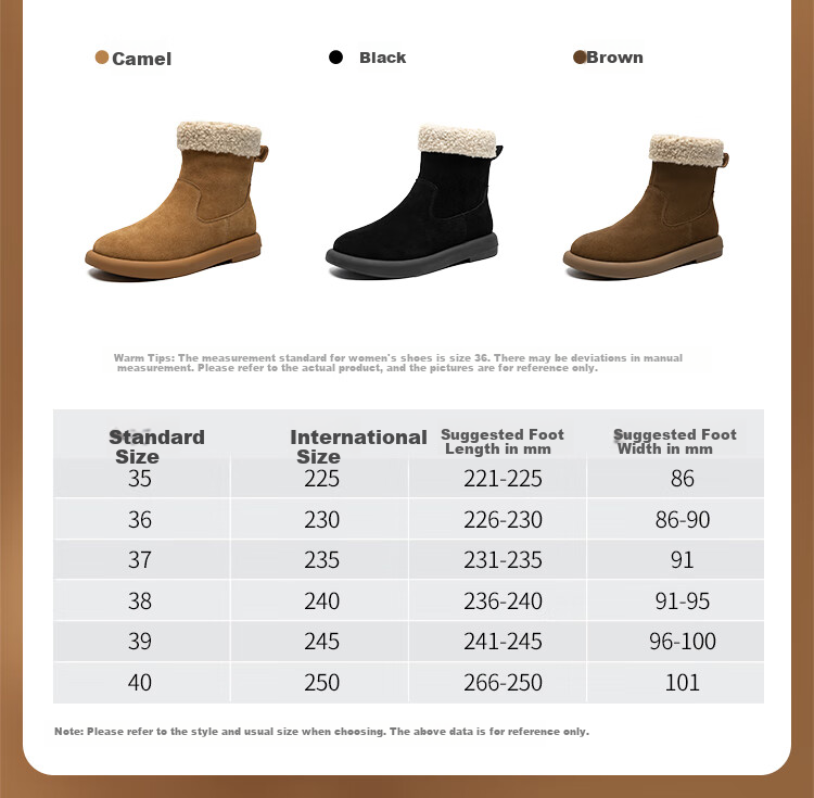 ZHR Snow Boots for Women, 2025 New Winter Style, Fleece-Lined Thick Women's Boots, Sheepskin Flat Ankle Boots for Women, EH97A Brown Size 40 8
