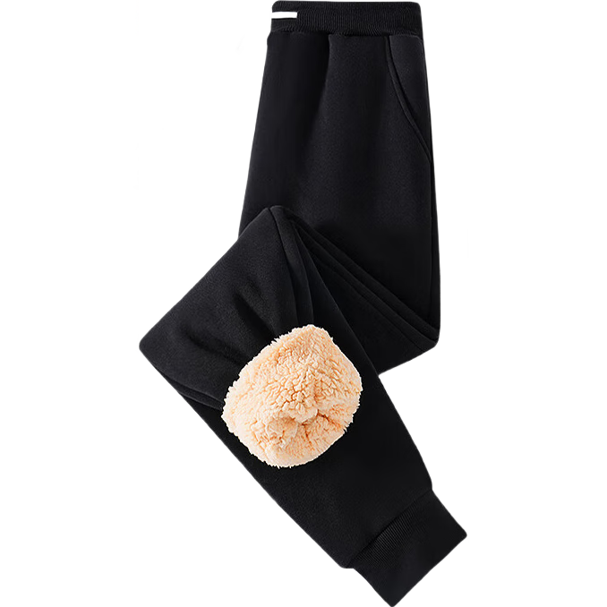 Jeanswest Women's Lamb Fleece Jogger Pants Winter Black Thickened Fleece Sports Pants 2025 New Loose Casual Trousers