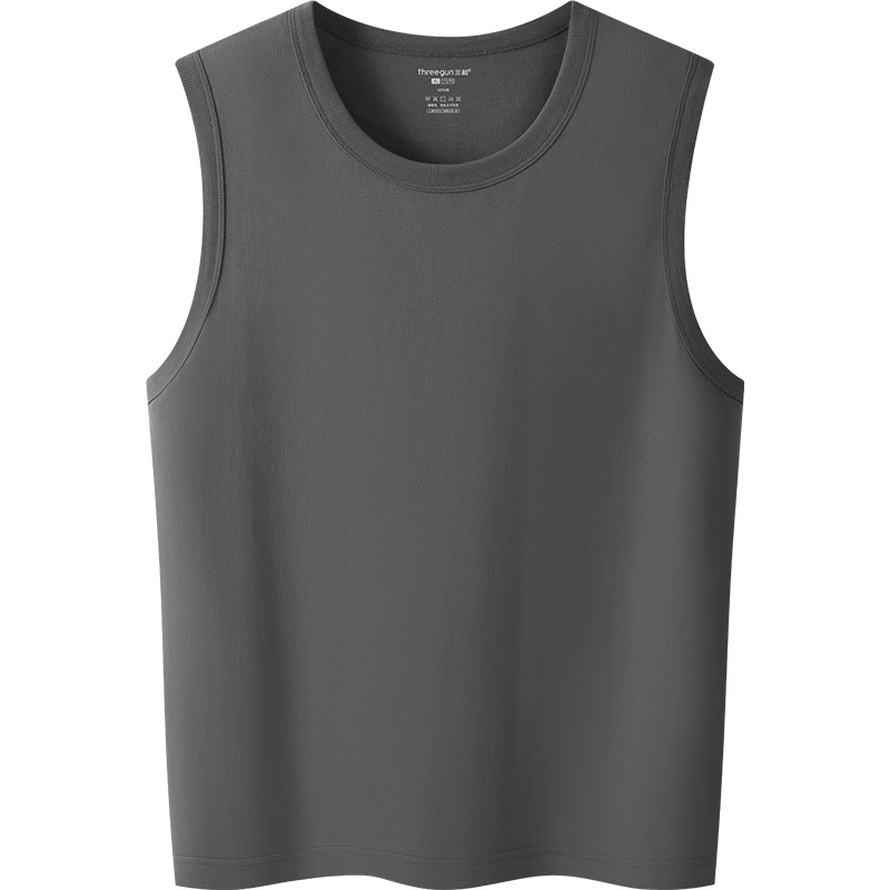 THREEGUN Men's Tank Top, 100% Pure Cotton, Father's Day Gift, Skin-Friendly Breathable Wide-Shoulder Sleeveless T-Shirt, Sports Vest Undershirt