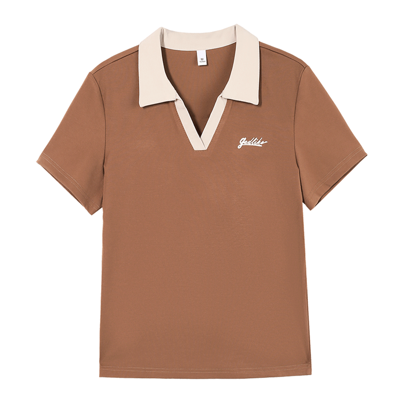 Woodpecker Women's Short Sleeve Polo Shirt Summer Ice Silk Slim Fit Breathable Sports Top Orange 3XL