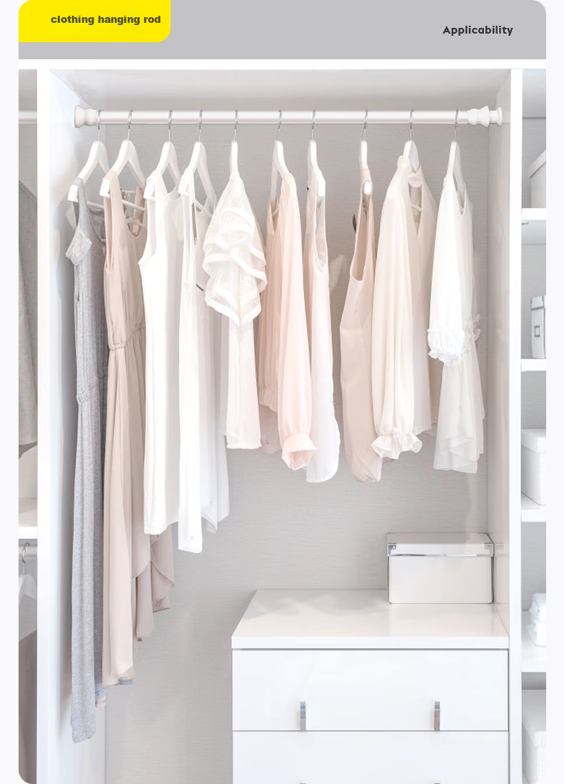 RIDDER German Imported Shower Curtain Rod, Extendable Rod, No Drilling Required, Curtain Rod for Wardrobe And Clothes Drying, Length 110-245cm 5