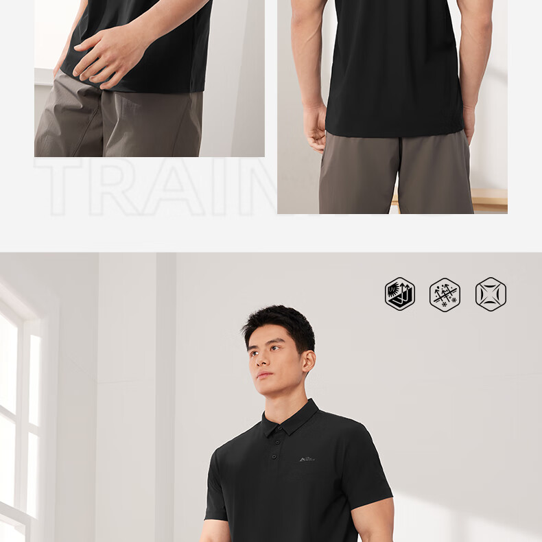 361° Men's Short-Sleeve Polo Shirt for Summer Sun Protection, Loose-Fitting Sports Ice Silk Fitness T-Shirt, Half Sleeve Men's Style 652524103D-8 25
