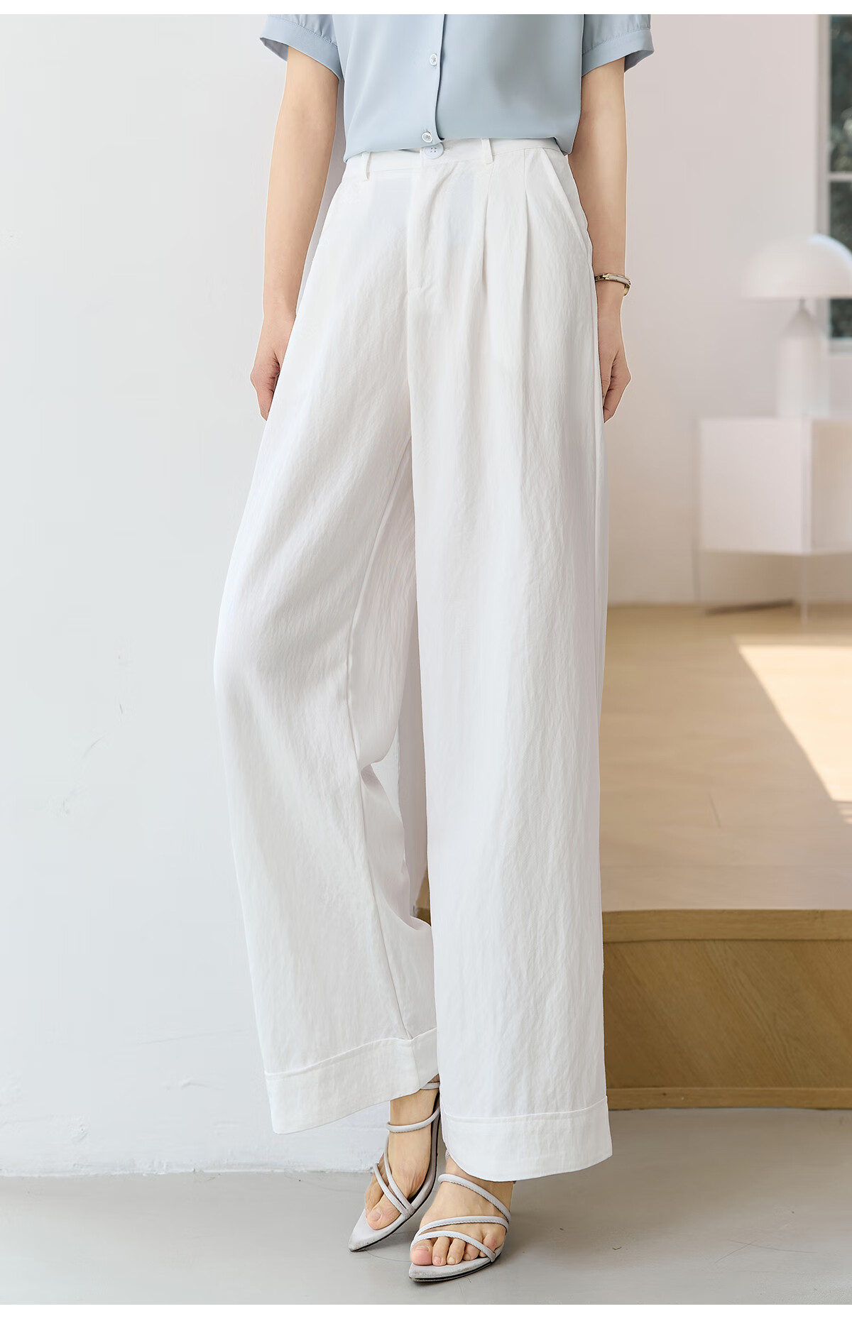 Chushen Spring And Summer Wide-Leg Pants for Women, High-Waisted, Height-Increasing, Straight-Leg, Loose-Fitting, Slimming, Relaxed Casual Long Pants S52X062 19