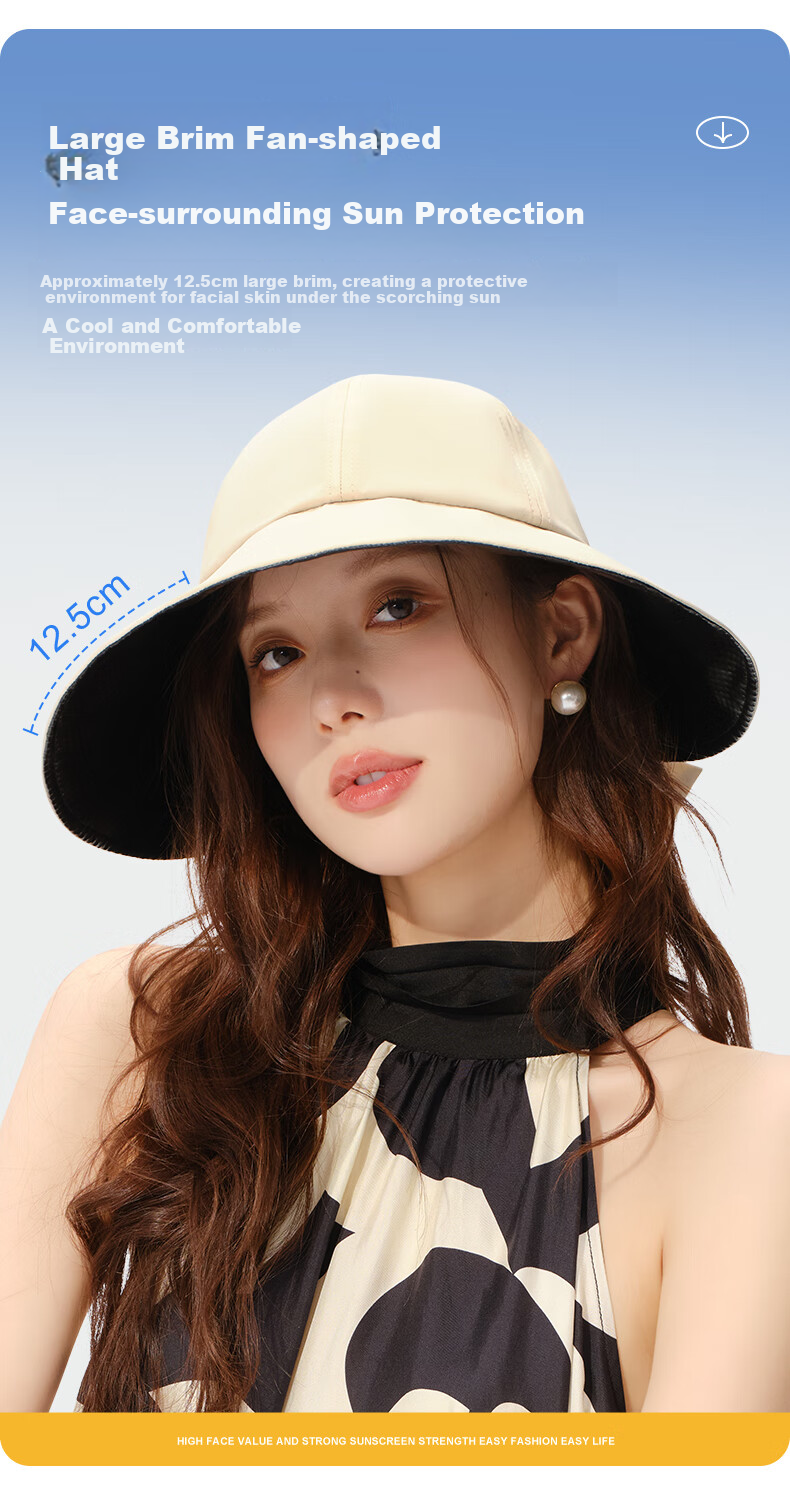 CACUSS Sun Protection Hat for Women, Summer Wide Brim Black Gel Sun Hat, Outdoor UV-Resistant Cap, Black 3