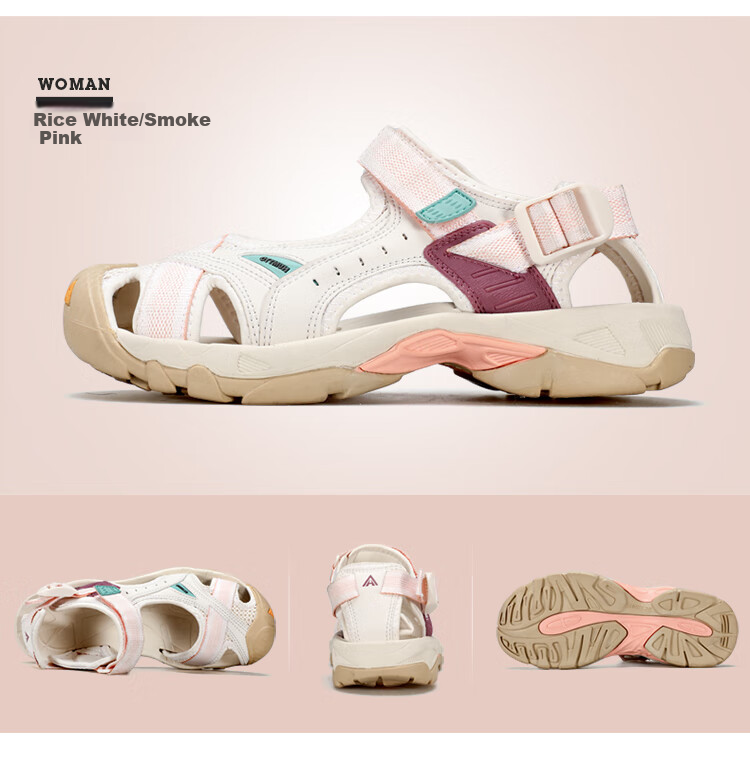 HUMTTO Summer Beach Sandals, Hole Shoes, Outdoor Hiking And Stream Tracing Closed-Toe Sports Sandals for Women, Beige/light Pink, Size 35 11