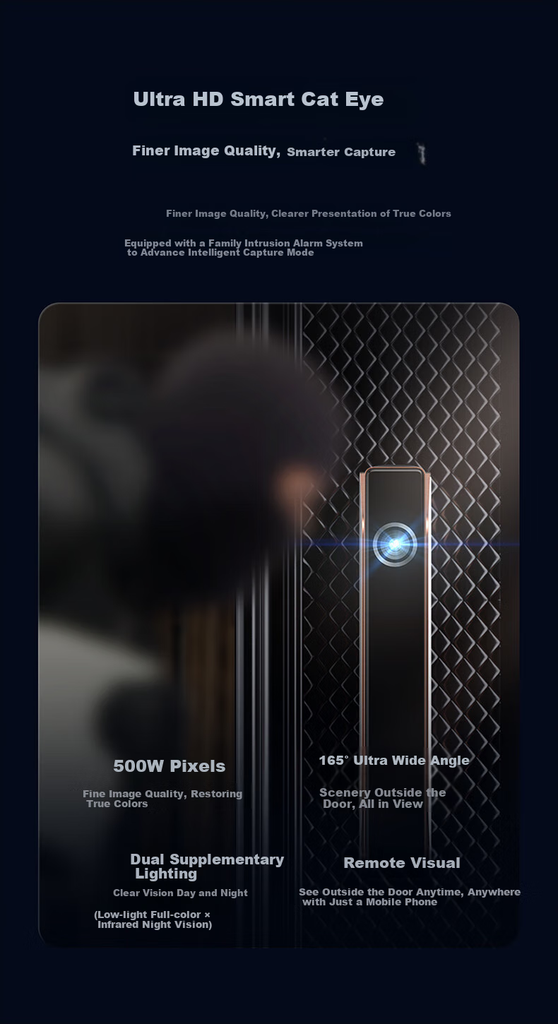 KAADAS Smart Lock Fingerprint Lock with Visual Peephole, Large Screen, And Facial Recognition K70 Pro Plus Dawn Gold 5