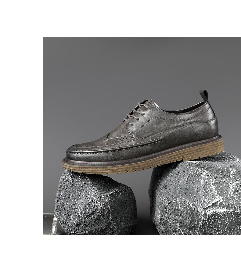 MARK FAIRWHALE Leather Shoes for Men, Spring Breathable British Retro Business Formal Shoes, New Style 2025, Black, Size 42 8