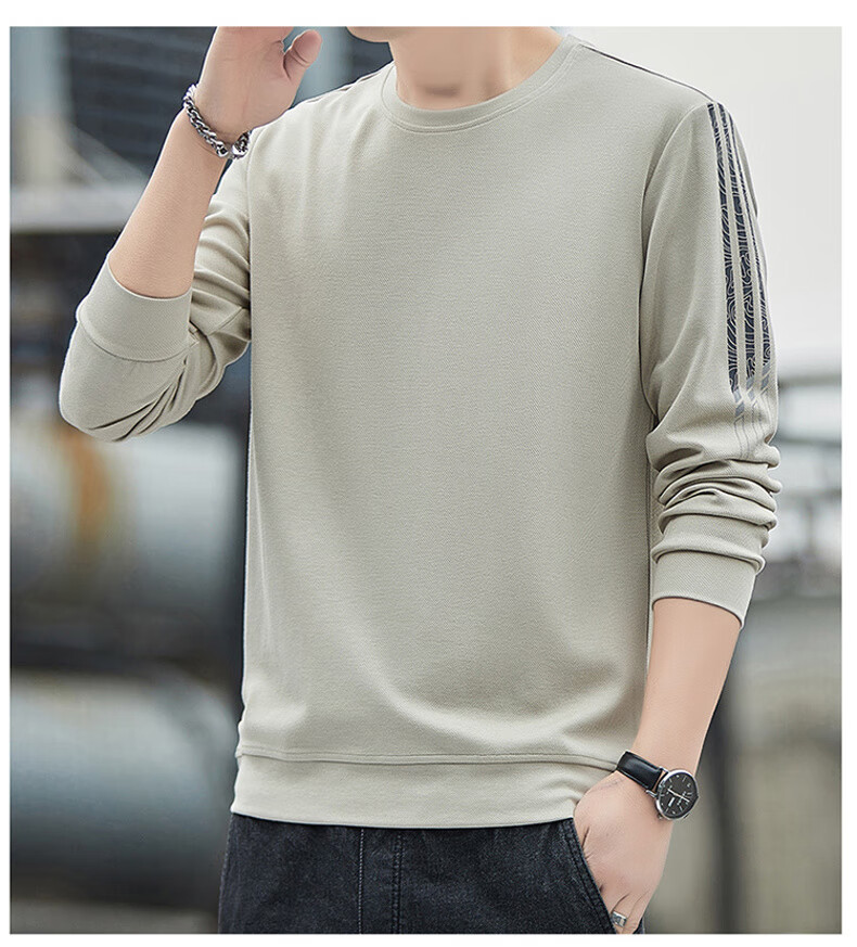 ROMON Men's Sweatshirt, Spring And Autumn Round Neck Loose High-End Long-Sleeve T-Shirt, Comfortable Base Layer Jacket for Men, 8939 Dark Gray 2XL 15