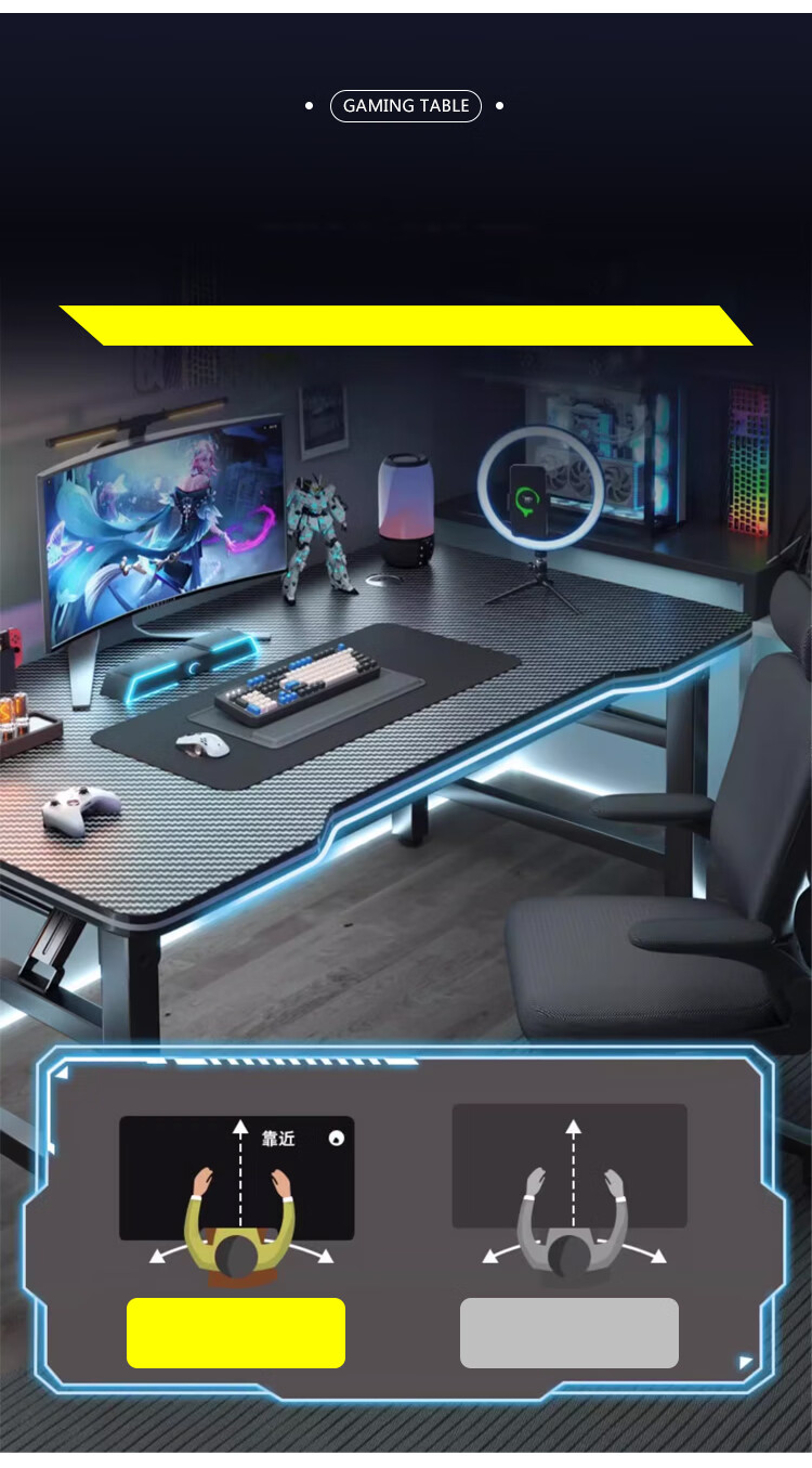 Huakaizhixing Computer Desk, Folding Floor-Standing Computer Table, Gaming Desk, Study Desk, BGZ765 Black, 140*60 3