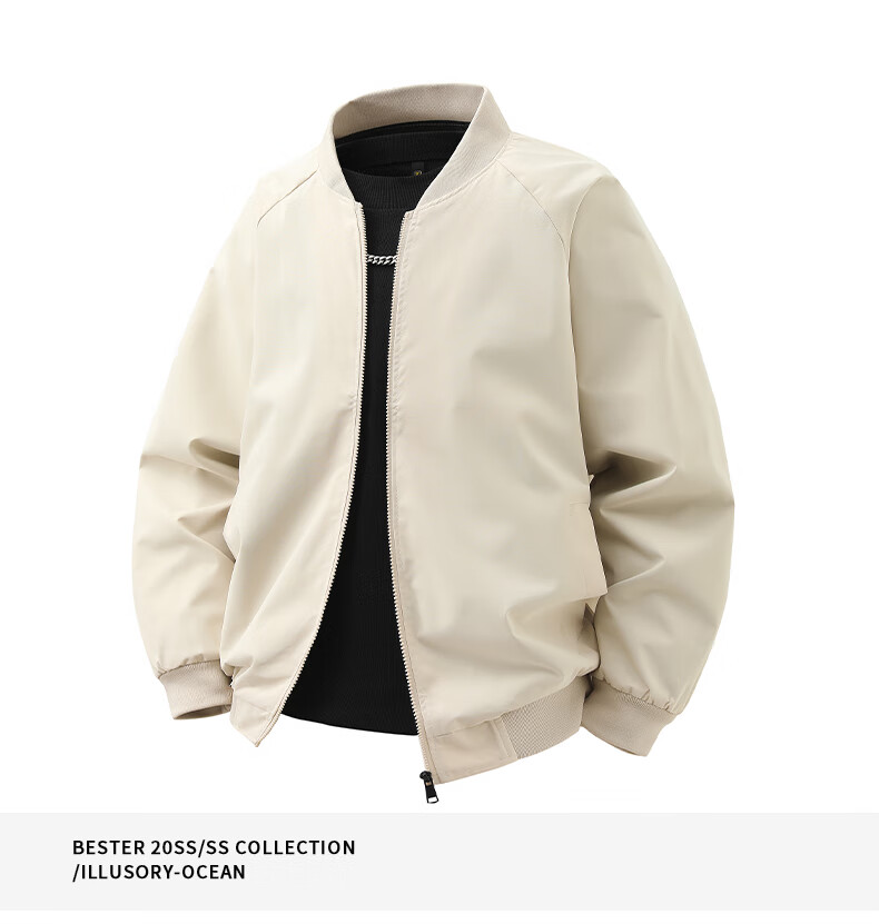 Jeanswest Men's Spring and Autumn Casual Sports Comfortable Loose Jacket Trendy Baseball Collar Outerwear 10