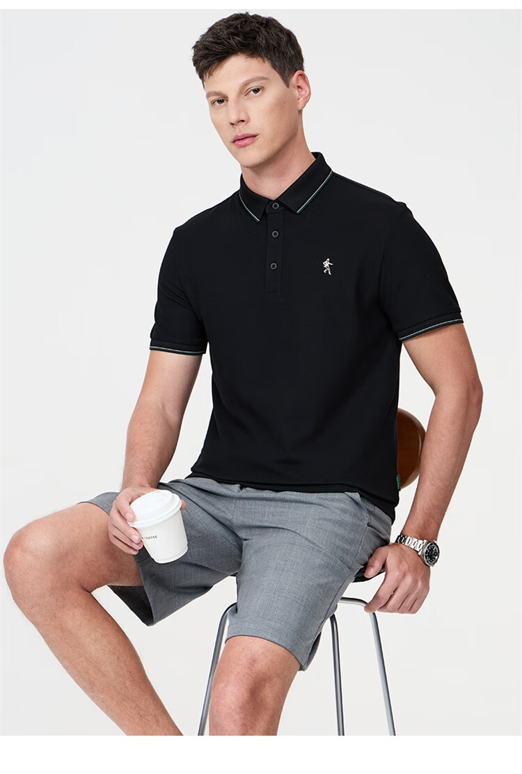DANCING WOLVES [7A Antibacterial 2A Anti-Mite] Summer Cool Non-Shrinking Collar Men's Short-Sleeve POLO 701 Khaki XL(180) 10