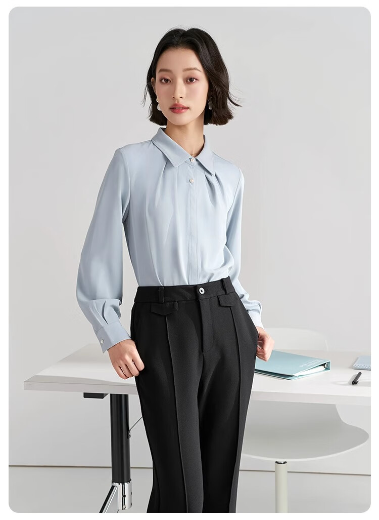 Bodexiaojie Women's Professional Blazer, Elegant Interview Attire, Office Wear Top for Petite Figures, Long-Sleeve Shirt, Size S 25