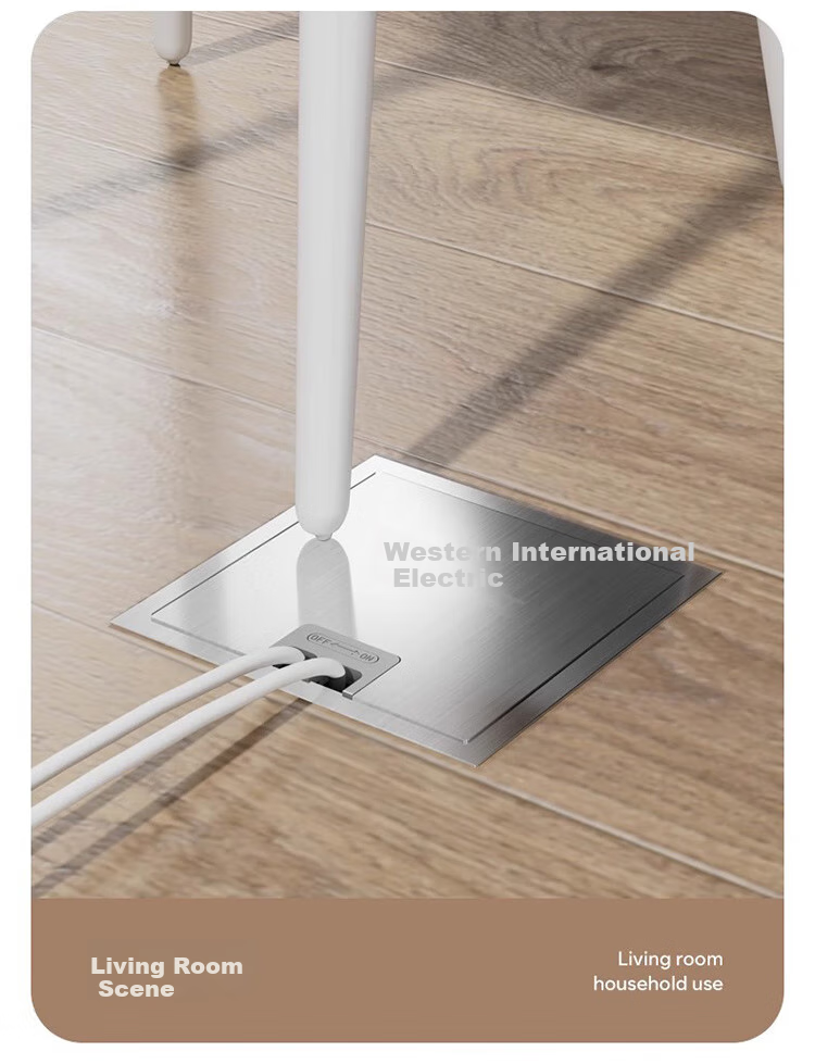 FDD Flat Invisible Floor Socket, Hidden Stainless Steel Waterproof Recessed Floor Socket, Ultra-Thin Floor Socket, Ten-Hole 10
