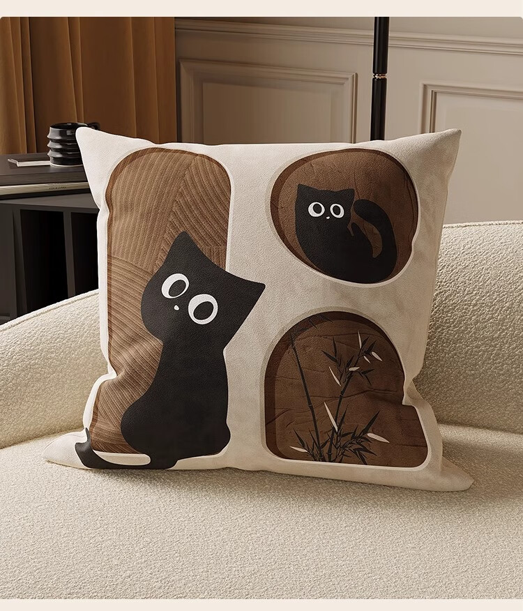 Slow Talk Cartoon Sofa Cushion Pillow with Removable Core, Washable Backrest Pad for Living Room and Bedside, Customizable 45*45cm 11