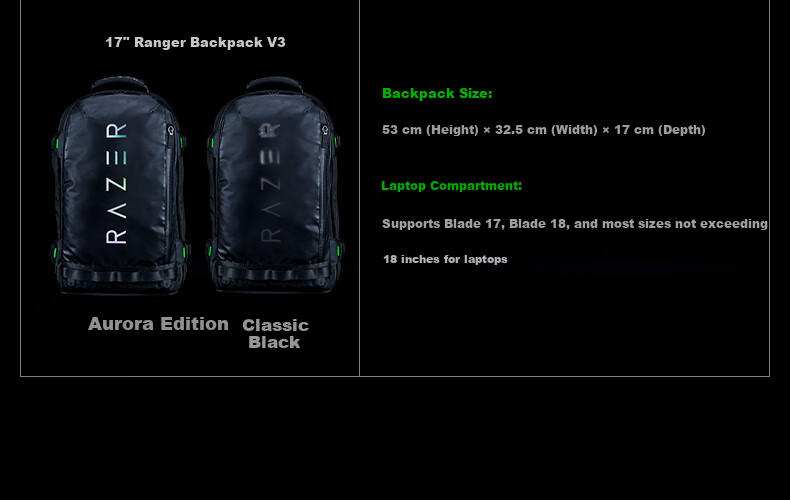 Razer Warrior Backpack V3 Colorful Edition, 16-Inch, Backpack, Waterproof And Wear-Resistant, Laptop Bag, Business Commute Travel, Large Capacity Student Schoolbag 9