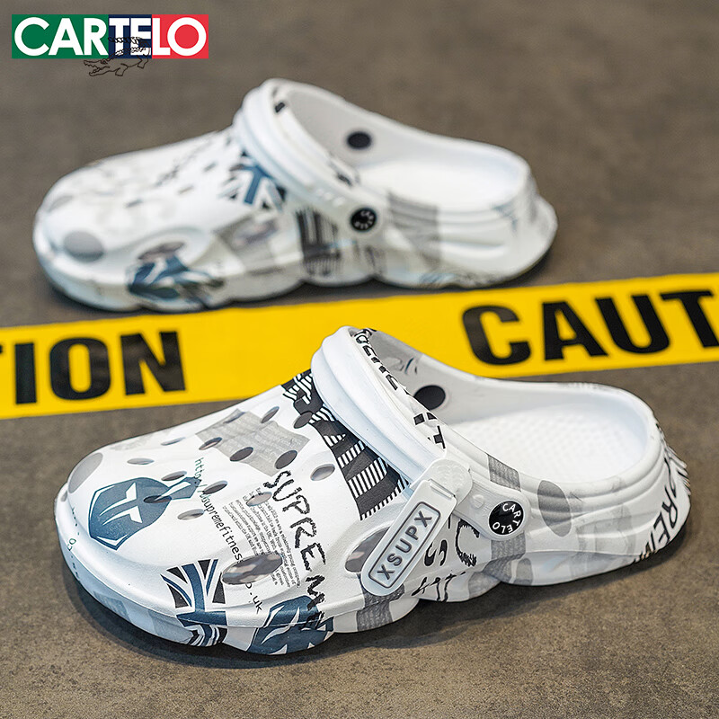 CARTELO Men's Sandals, Summer Hole Shoes, Dual-Use Outdoor And Indoor Slippers, Comfortable Closed-Toe Beach Shoes