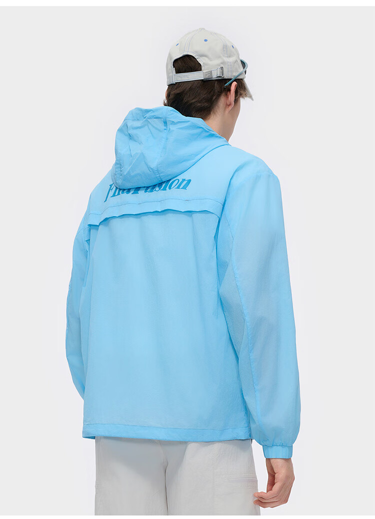 FILAFUSION FILA Trendy Couple's Woven Jacket, Summer Loose Sun Protection Hooded Top 7