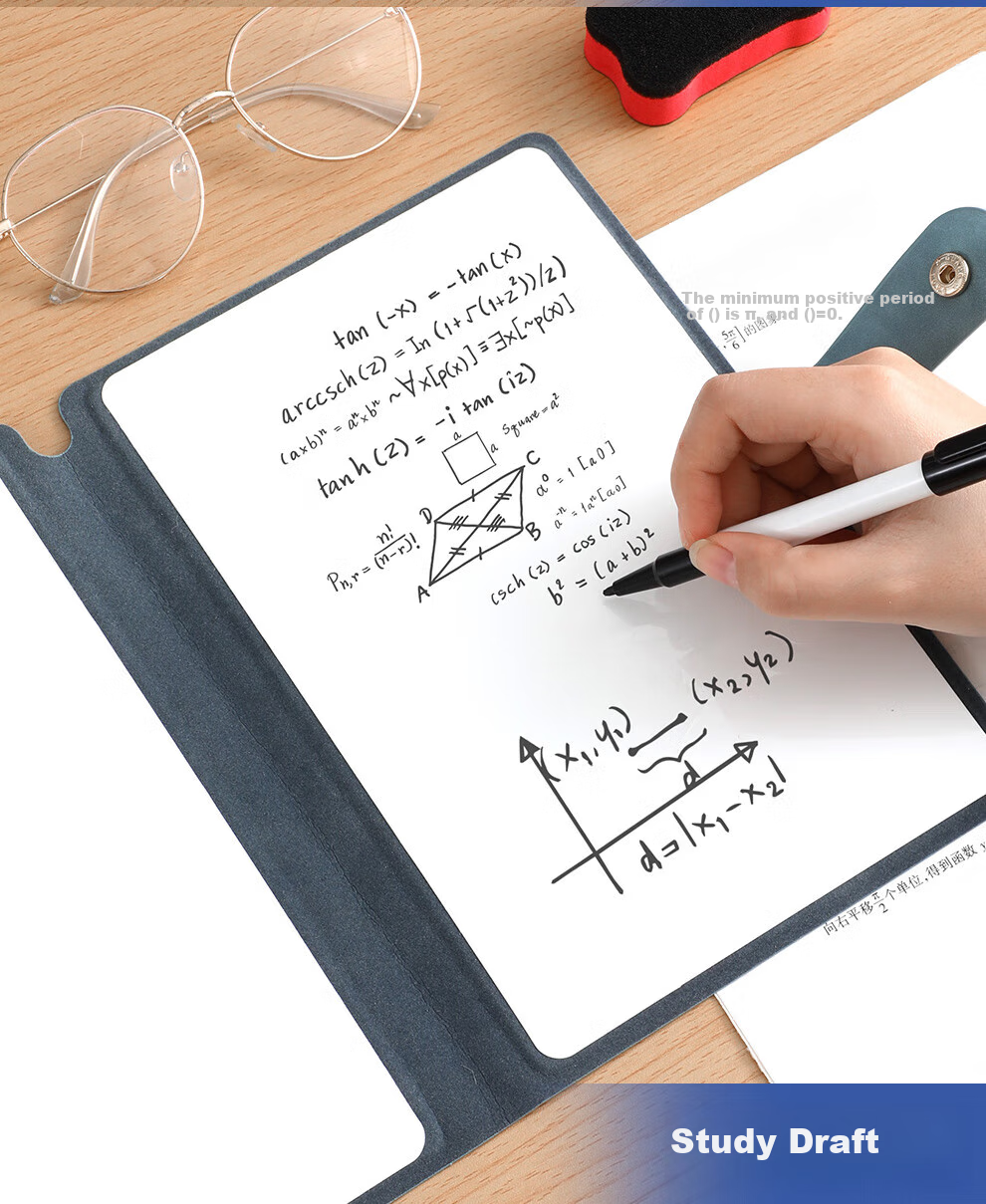 Longe Portable Erasable Whiteboard Notebook, A5 Desktop Memo Pad, Draft Paper, Message Board, Writing Pad, Customizable, Blue 10
