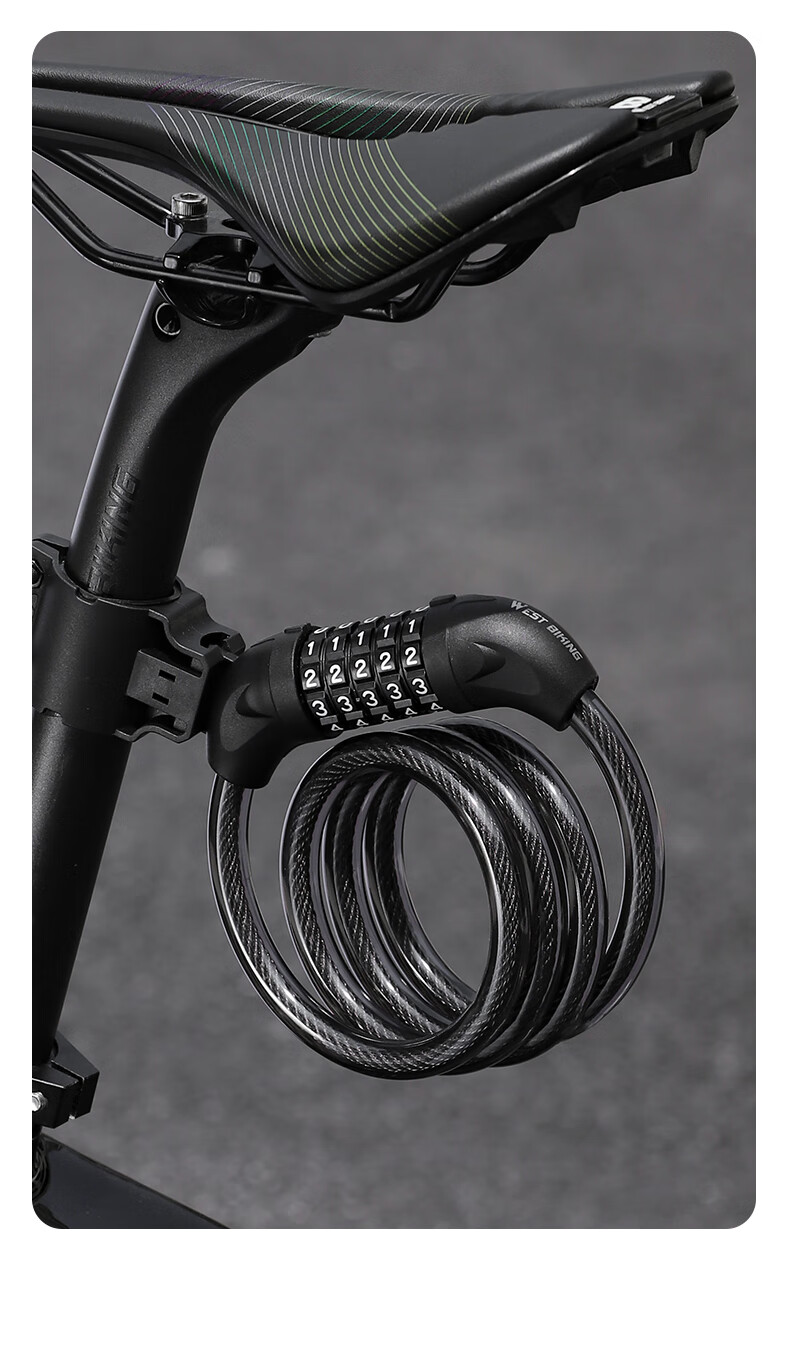 WestBiking Bicycle Lock, Anti-Theft Lock, Combination Lock, Steel Cable Lock, Portable Bike Lock, White 11
