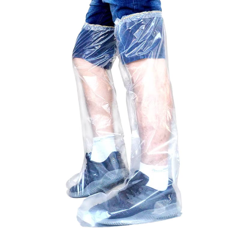 BWNK Disposable Rain Shoe Covers, 10-Pack, High-Top Over-Knee, Non-Slip, Wear-Resistant Plastic Foot Covers, Cycling Rain Protection Waterproof Pants