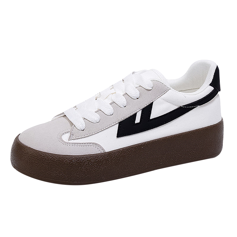 Huili Official Women's Shoes, Summer Breathable Canvas Shoes for Women, 2026 New Casual Shoes, White-Gray Size 37