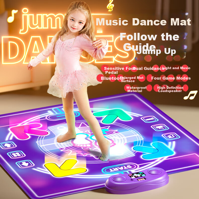 Huashimeng Children's Musical Dance Mat, Exercise Fitness Fat-Burning Jumping Mat, Game Challenge Pad, Home All-In Dance Machine