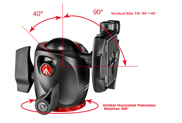 Manfrotto XPRO Ball Head Portable Stabilized DSLR Mirrorless Camera Photography And Videography Head, Weight Capacity 15kg, MHXPRO-BHQ2 7