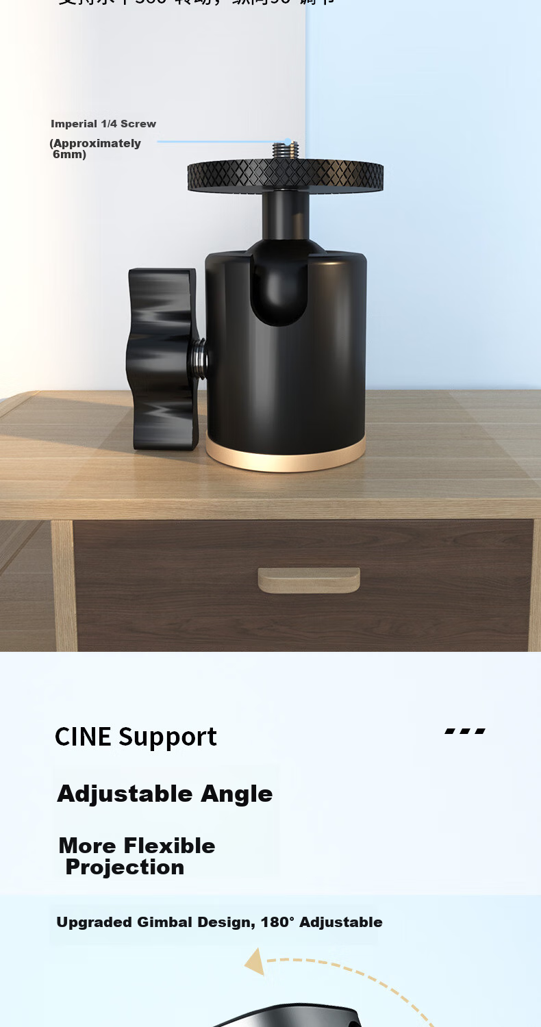 CINE Projector Desktop Stand Metal Round Plate Cloud Platform Bracket Suitable for XGIMI, JmGO, Dangbei, Fengmi, Xiaomi, Xiaoming Projectors Bedside Mount Storage Rack PB25 3