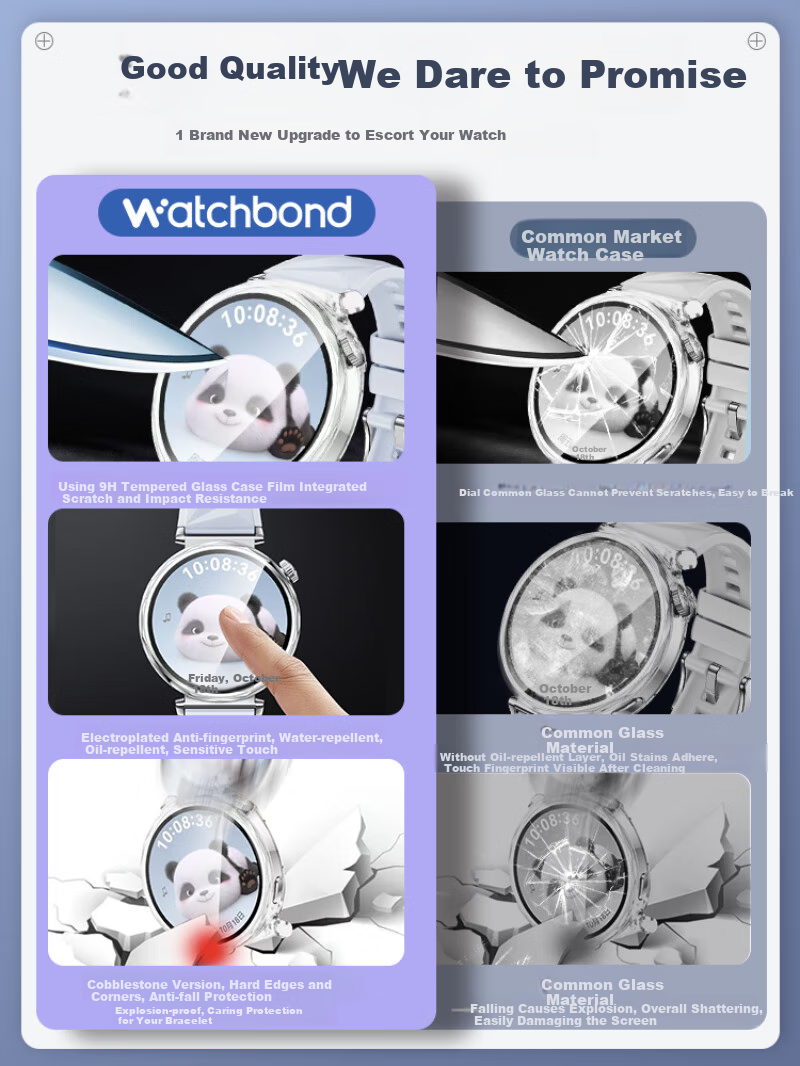 Watchbond Protective Case for Huawei Watch GT5, PC Tempered Glass Screen Protector Integrated Protective Cover, Smart Sports Watch GT5 Waterproof Sweatproof Scratch-Resistant Wear-Resistant Specialized Watch Accessories 1