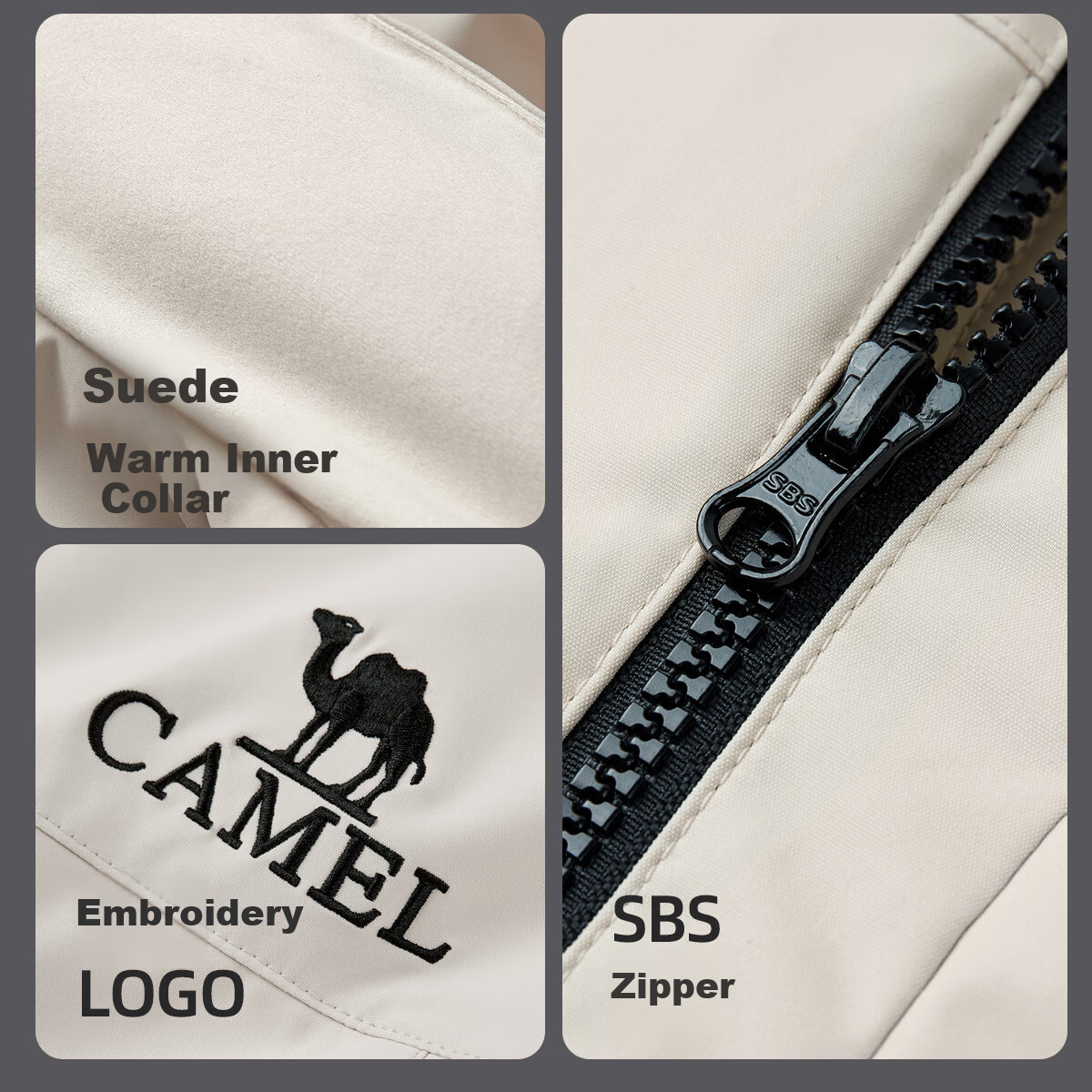 CAMEL Men's Clothing, Large Fur Collar down Jacket, Winter Thickened Workwear Outdoor Warm Windproof Coat, M34CS01643 23