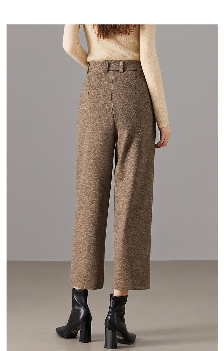 Dme Warm Brushed Harem Pants, Winter Mid-Rise Loose Trousers, Women's Plaid Casual Pants, Off-White, S 15