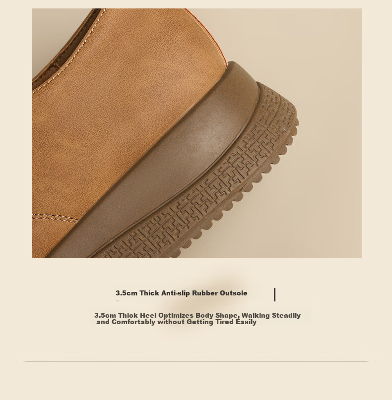 ZHR Bokeng Women's Shoes, Spring And Autumn Modern Elegant Retro Leather Shoes, Thick-Soled Versatile Loafers, Casual Shoes JF131, Apricot Color, Size 36 9