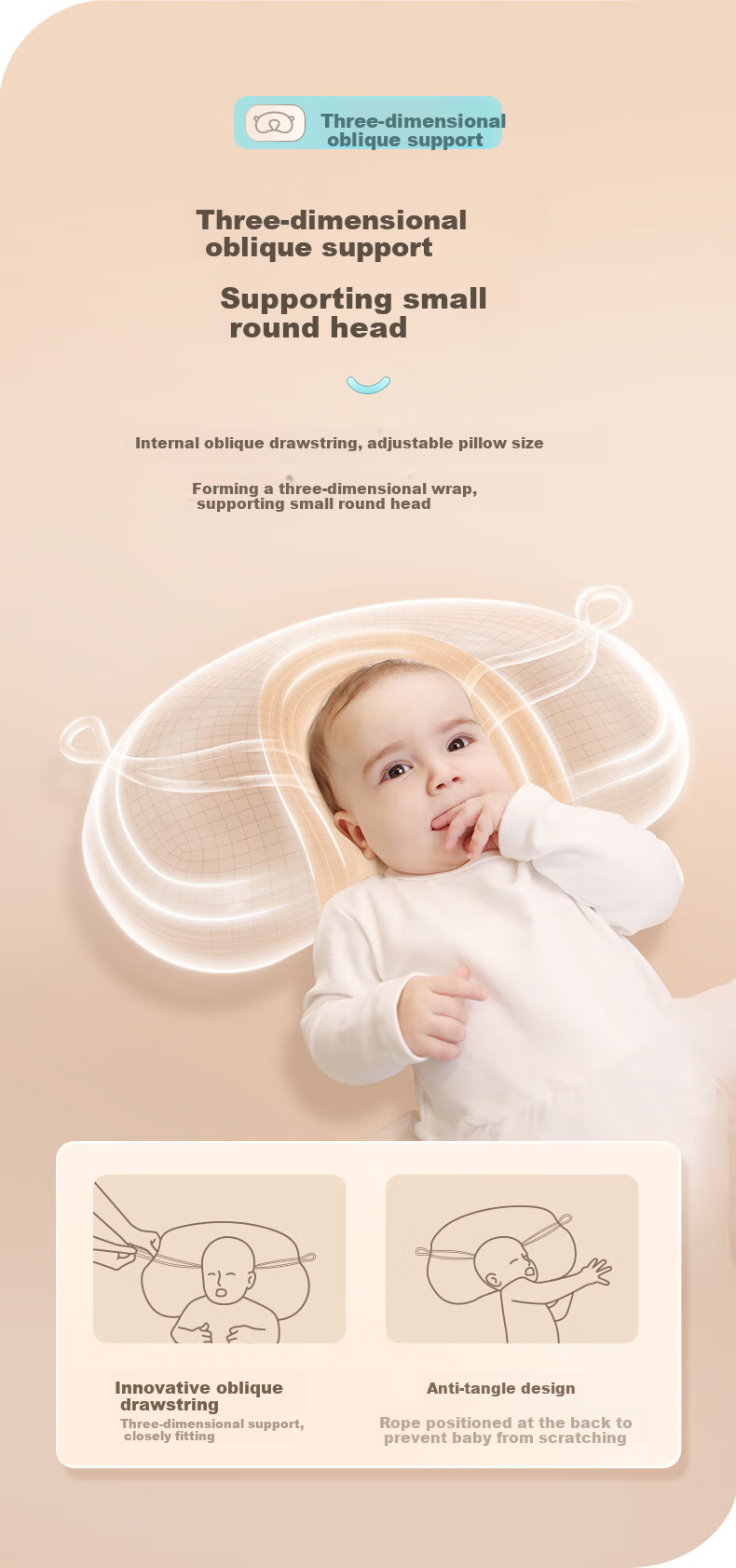 P.Health Infant Shaping Pillow for 0-6 Months, Round Head Correction, Newborn Baby Pillow, Upgraded Soothing Versio 3