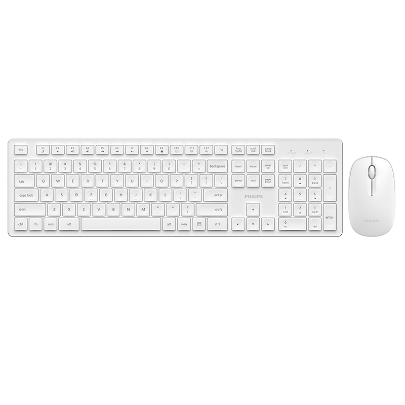 PHILIPS MK210 Wireless Keyboard And Mouse Combo for Office, Apple MAC Desktop Computer Laptop Ergonomic Keyboard And Mouse Set for Corporate Procurement, White