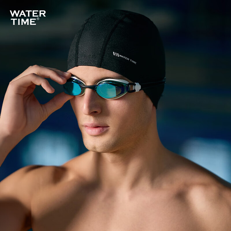 Шапочка для плавания WATERTIME, силиконовая, большая, для взрослых, для длинных волос, серия "Звездный бриллиант", черная "Звездный бриллиант"
