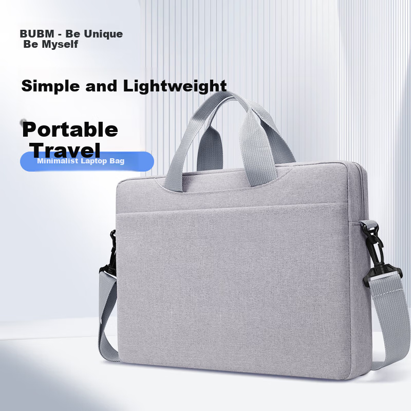 BUBM Laptop Bag for Men, Handheld Briefcase Suitable for 14-Inch Apple And Huawei Laptops, Business Travel Inner Sleeve, Upgraded Thickened, Gray, 13-14 Inches