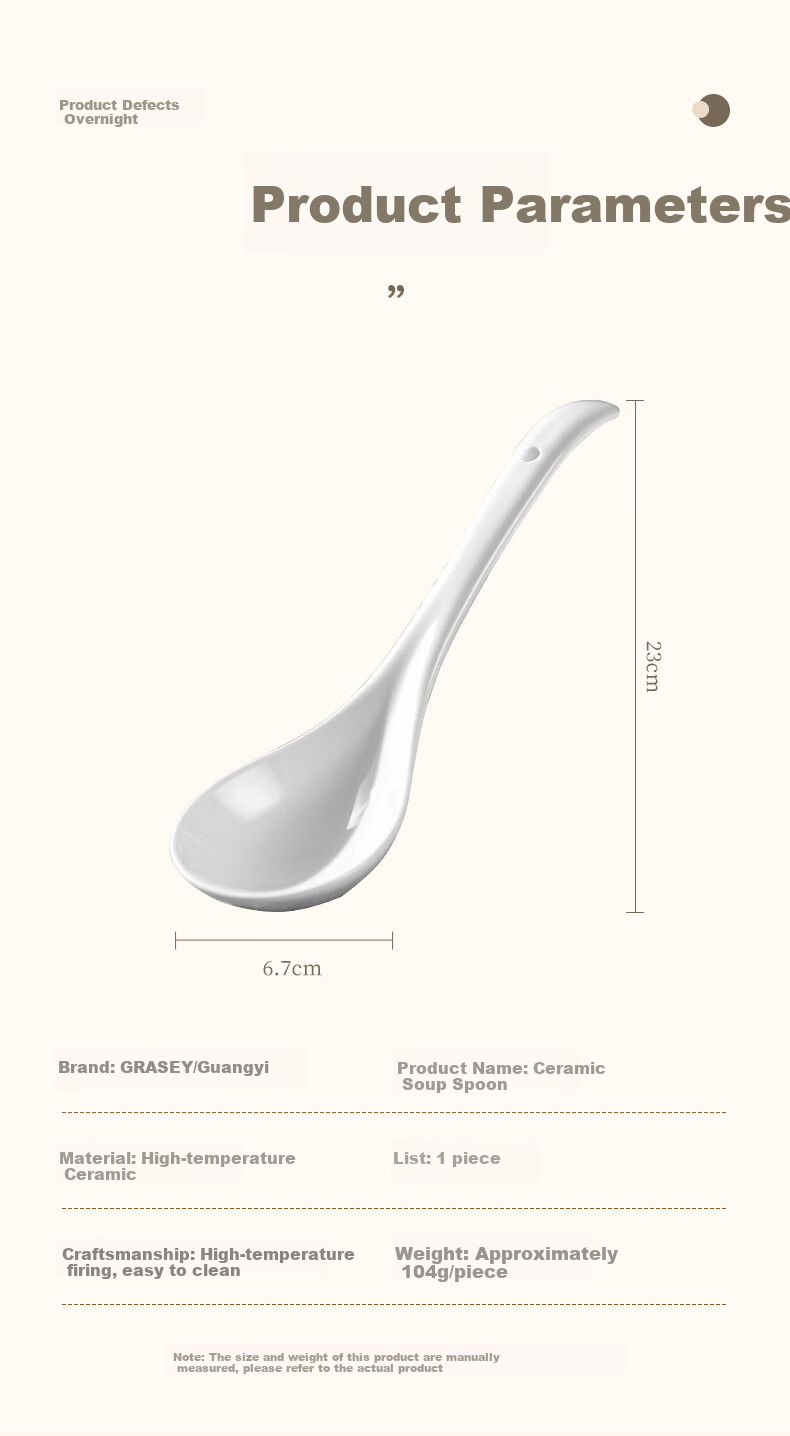 Guangyi Ceramic Large Ladle with Long Handle, Household Ceramic Soup Spoon, Large Serving Spoon for Soup And Porridge, Tablespoon, Soup Spoon GY8840 11