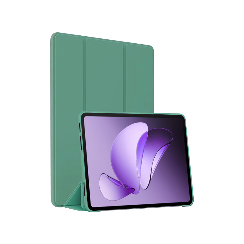 ALittleFlower Oppo Pad 3 11.61-inch 2024 Model Tablet Case Tri-fold Stand Protective Cover Shockproof Lightweight Soft Shell Sleep Function Dark Night Green