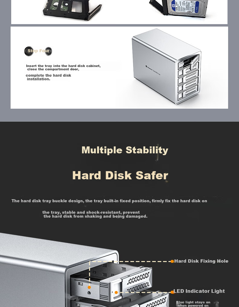 Yottamaster Magnetic Disk Array Hard Drive Enclosure with RAID Storage Temperature Control Fan, 150W Power Supply Universal 2.5/3.5 SATA Serial Mechanical And Solid State Hard Drive Compatible for Desktop Computers 13