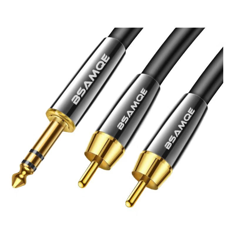Beishan Sparrow 6.5mm Dual Lotus 1-to-2 Audio Cable 6.35mm 3-Pole Male to 2 RCA Red White AV Male Amplifier Mixer Speaker Connection Cable 1m BSQ-R099